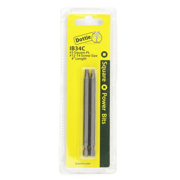 L.H. Dottie L.H. Dottie #3 x 4'' Square Drive Power Bit (Carded) IB34C